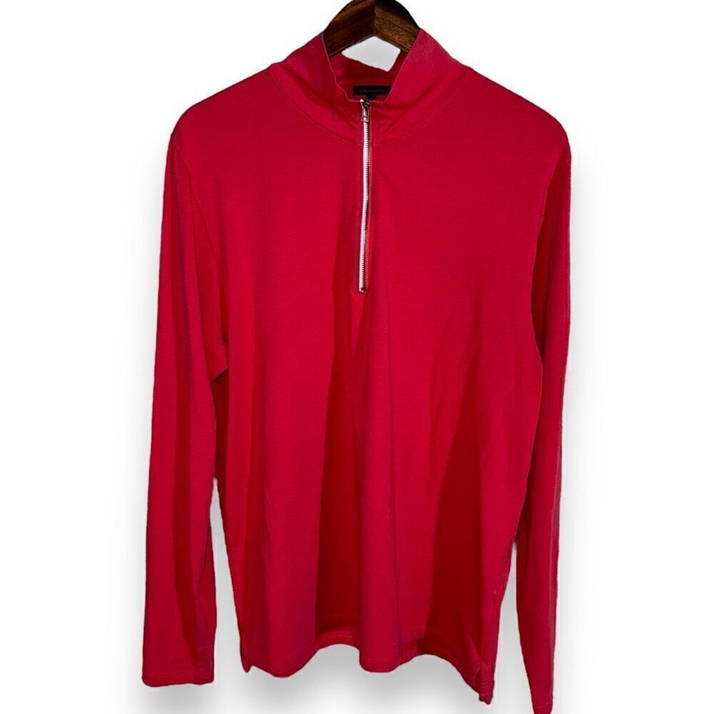 Red Patrick Assaraf 1/4 Zip Pima Cotton Sweater Size XL